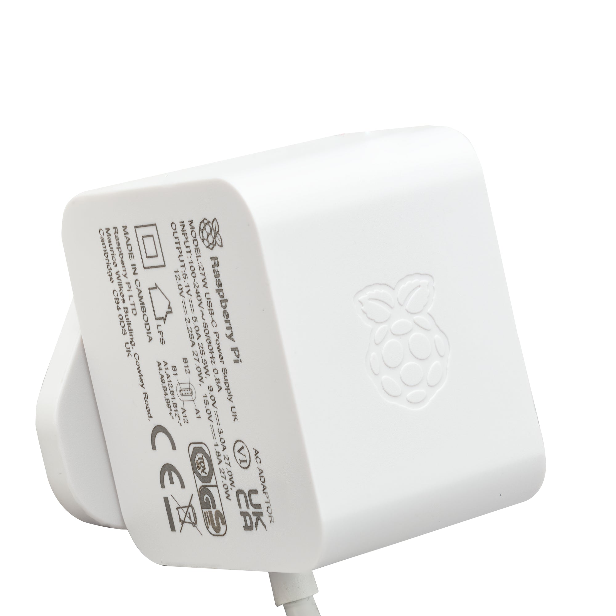 Official Raspberry Pi 5-White 27W USB-C PD Power Supply. (White) (IN Stock)