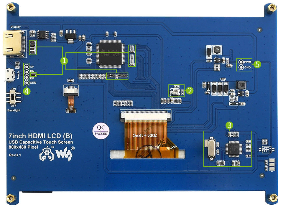 7inch Capacitive Touch Screen LCD (B), 800×480, HDMI, Low Power